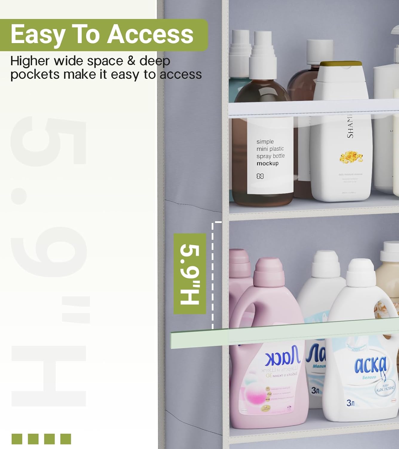 2 Pack Over the Door Organizer, Large Capacity Closet Door Hanging Organizer, Clear Deep Pockets Baby Organizer Storage for Nursery, Bathroom, Bedroom, Pantry — image 4