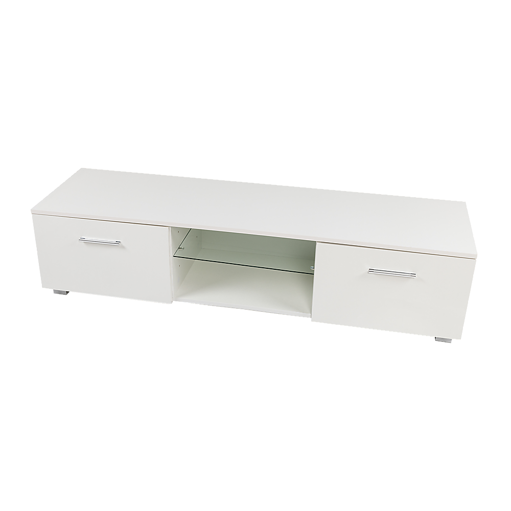 TV Cabinet Entertainment Unit Stand High Gloss Storage Shelf 140cm White — image 4