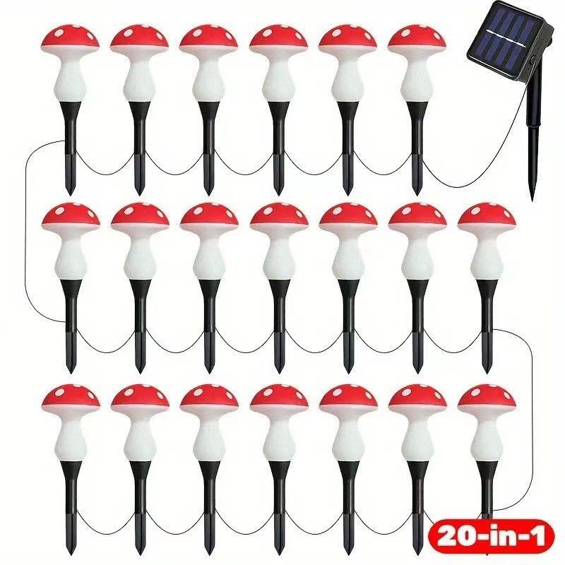 solar garden lights, mushroom outdoor lights, outdoor decoration lights, 8-mode lights, solar-powered lights, Independence Day decoration, Halloween — image 5