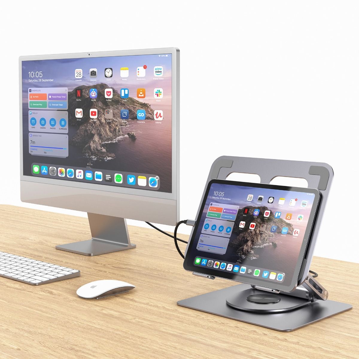 mbeat Stage S12 Rotating Laptop Stand with USB-C Docking Station - Space Grey โ image 5