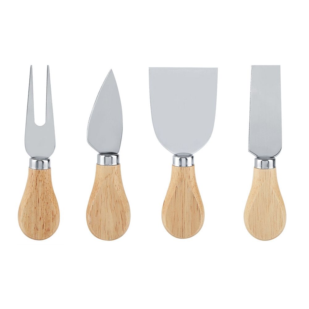 4PCS/Set Stainless Steel Cheese Knives Set Wooden Handle Cheese Cutting Knife Slicer Cutter Set โ image 2