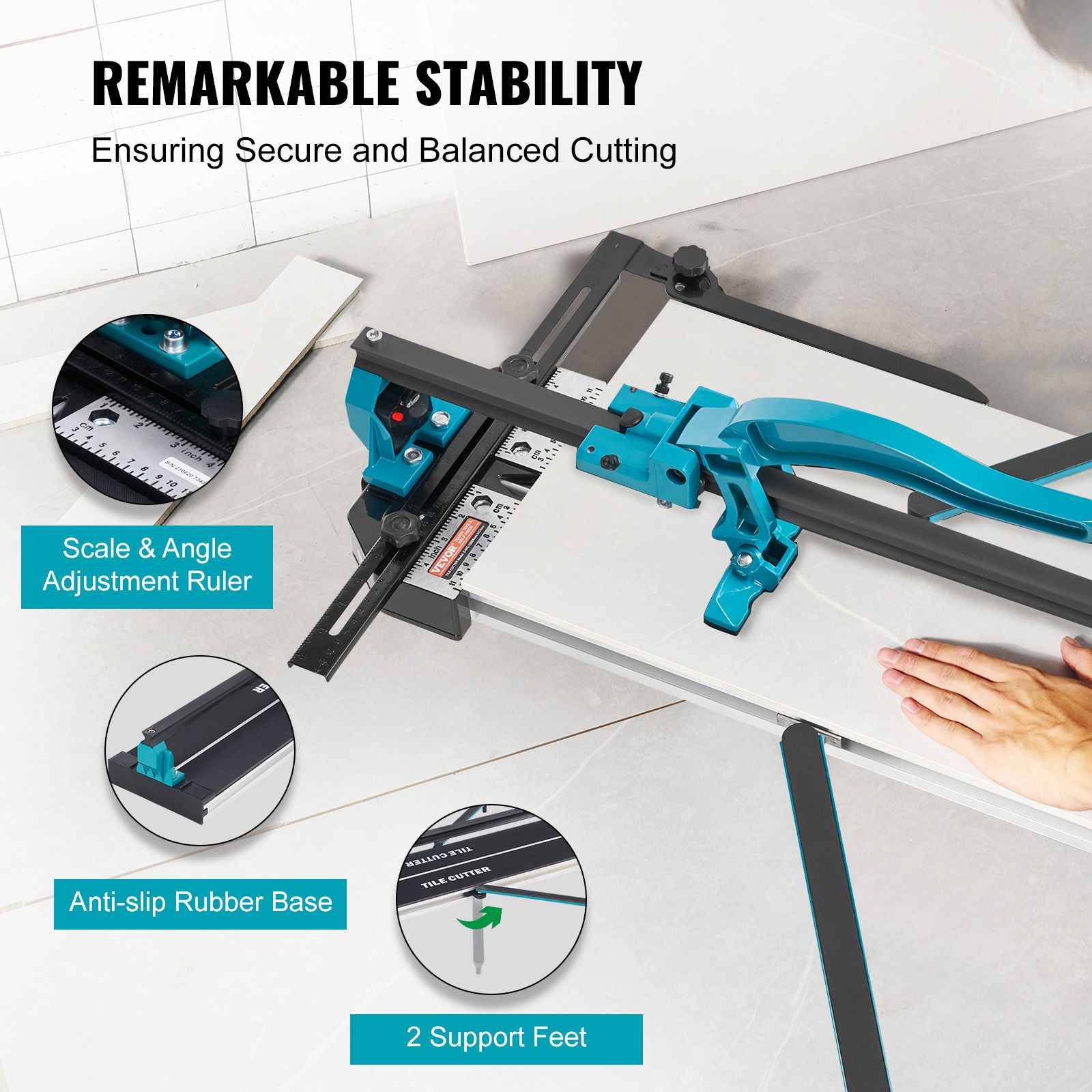 Manual Tile Cutter, 1200mm, Porcelain Ceramic Tile Cutter with Tungsten Carbide Cutting Wheel, Infrared Positioning, Anti-Skid Feet, Durable Rails for โ image 4