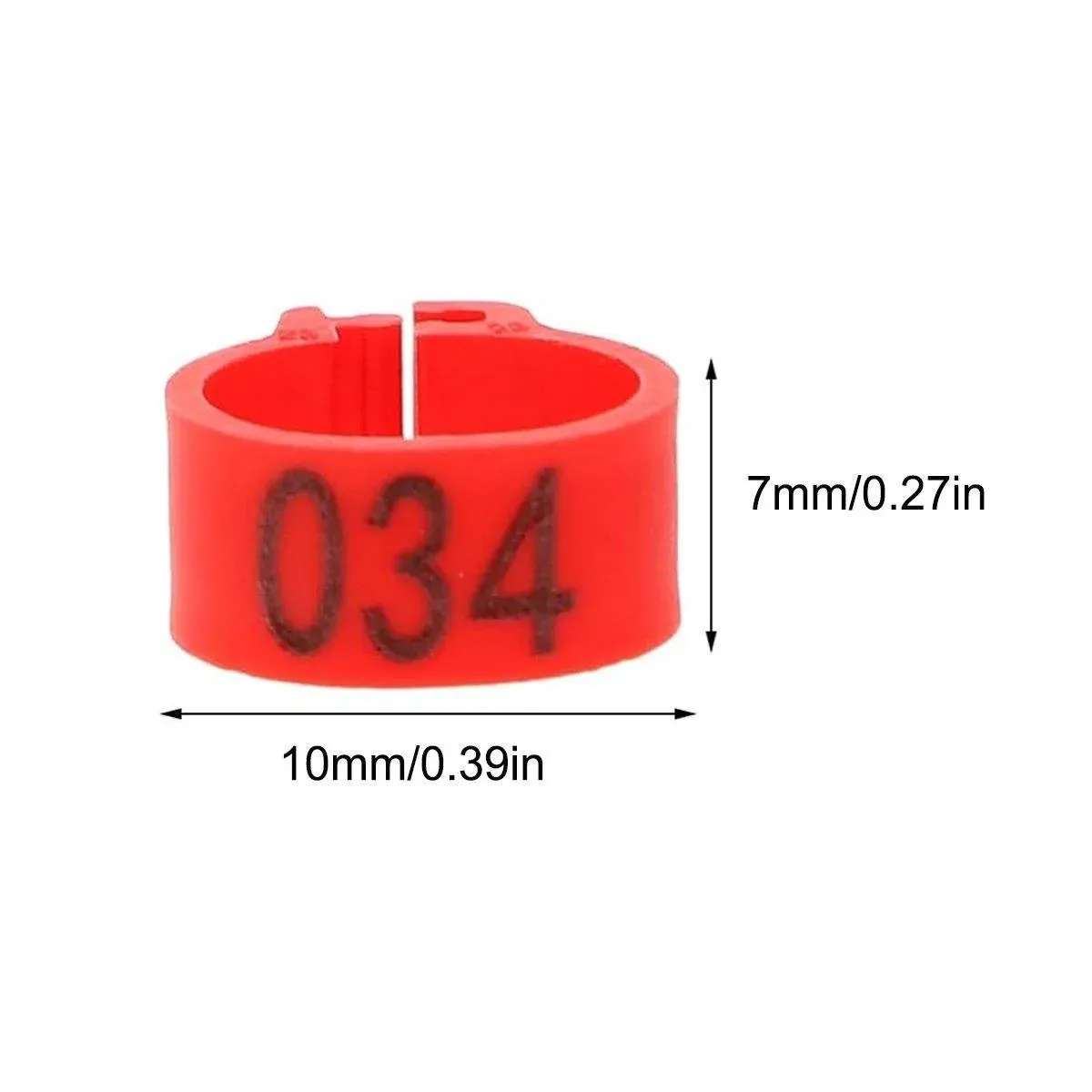 100X 001-100 Digital Numbered Bird Leg Band Rings Clip For Pigeon Parrot Poultry - Red β image 4