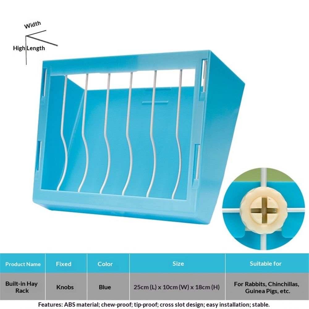 Rabbit Hay Feeder Rack Food Feeding Manger Bunny Grass Holder Small Animals Less Wasted Food Dispenser for Rabbits Guinea Pig Chinchilla Hamster (Blue) — image 5