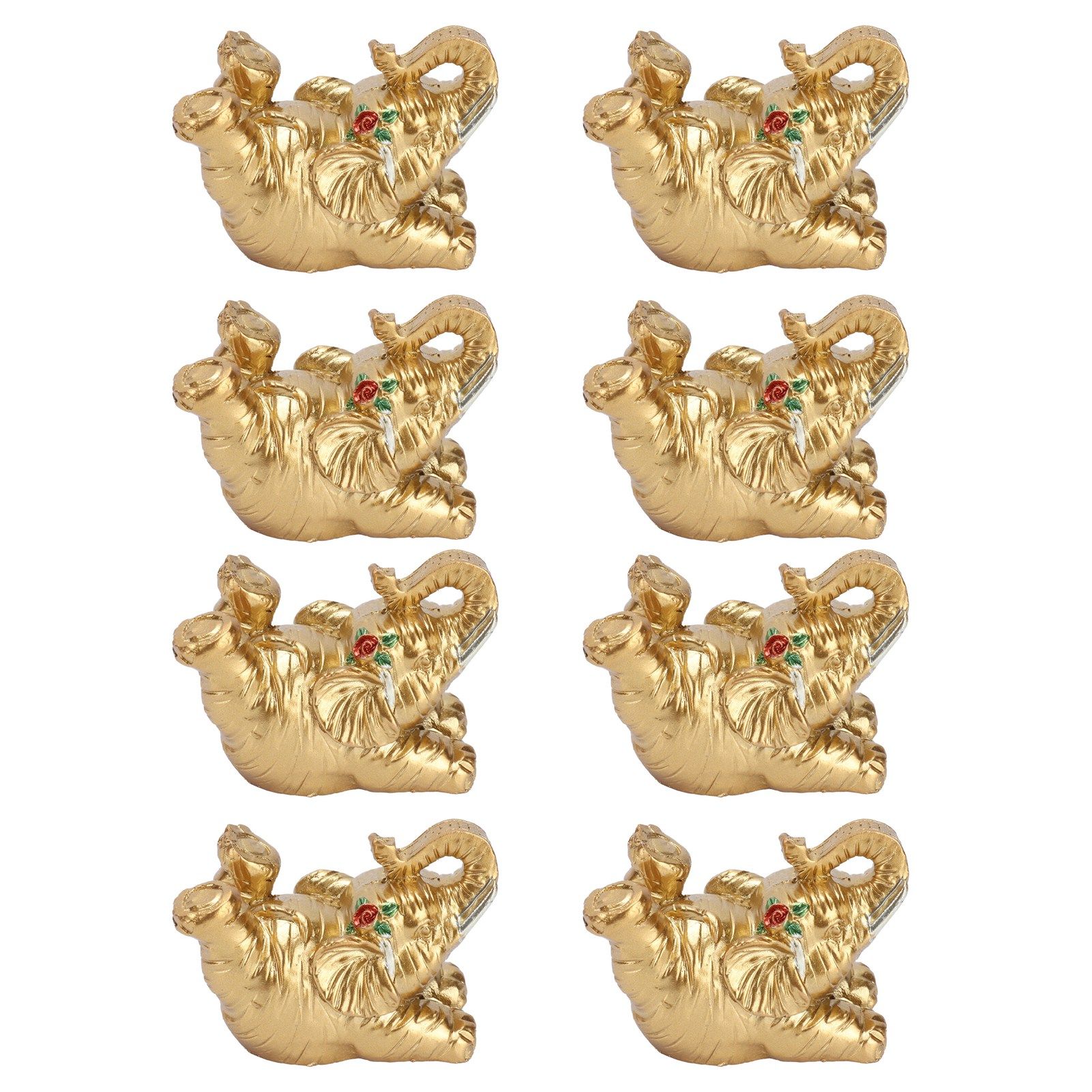 8Pcs Resin Elephant Statue Decor Innovative Home Table Decoration Ornament Birthday Gift Gold