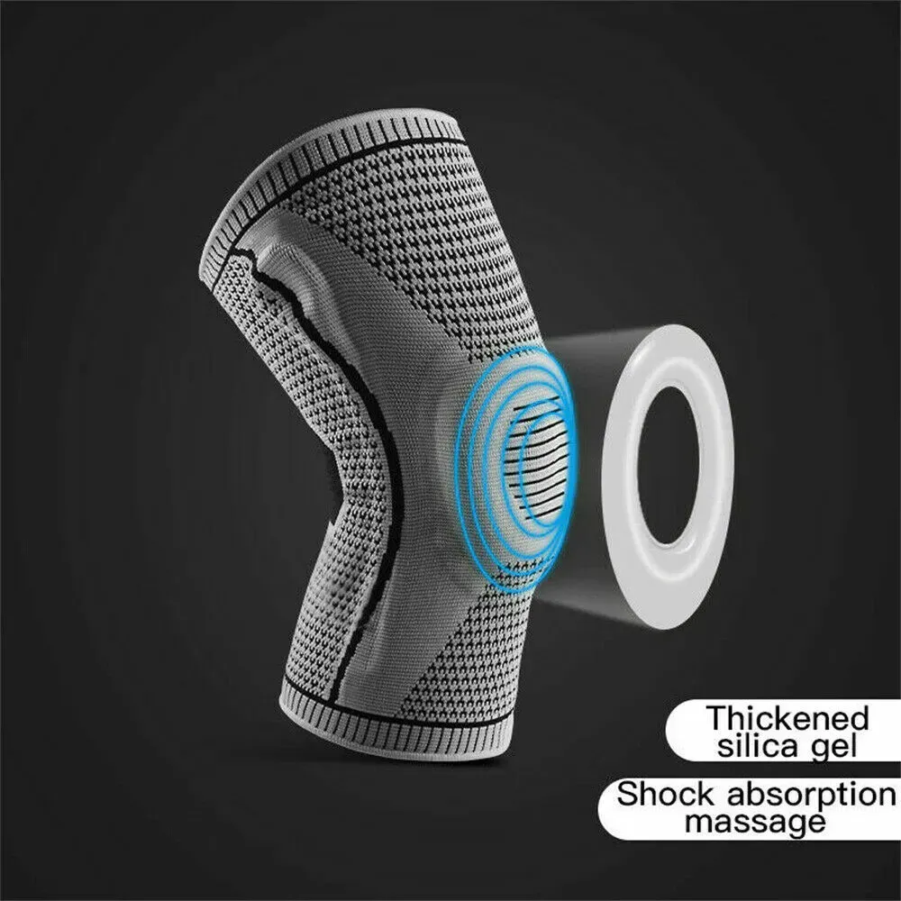 Black Knee Compression Sleeve for Sports, Arthritis Relief, Silicone Support, Size L โ image 4