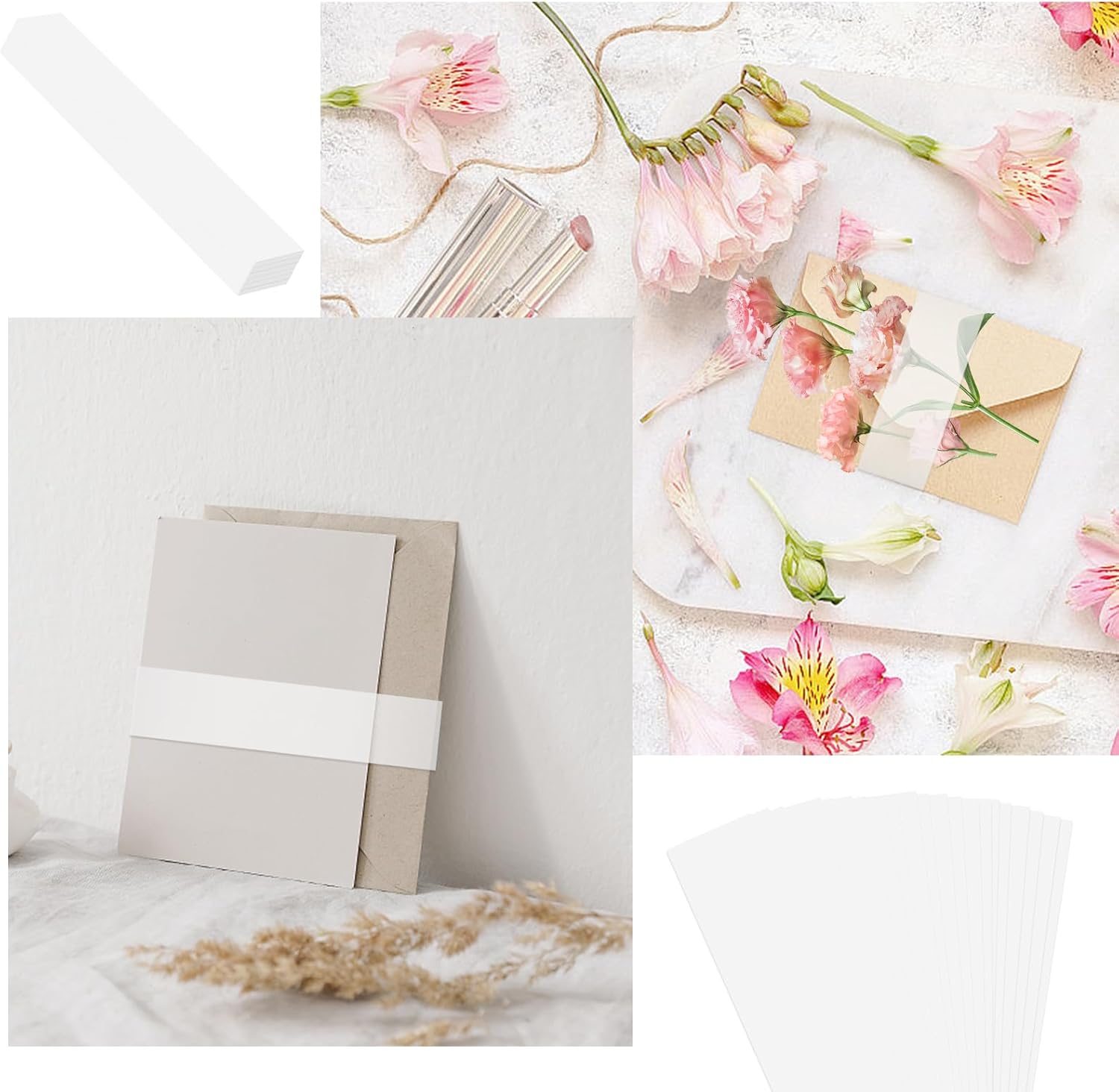 150Pcs Vellum Belly Band for 5x7 Invitations, Clear Invitation Belly Bands Wedding Invitation Accessories, Vellum Paper Belly Bands Liners for Vellum Envelopes — image 5
