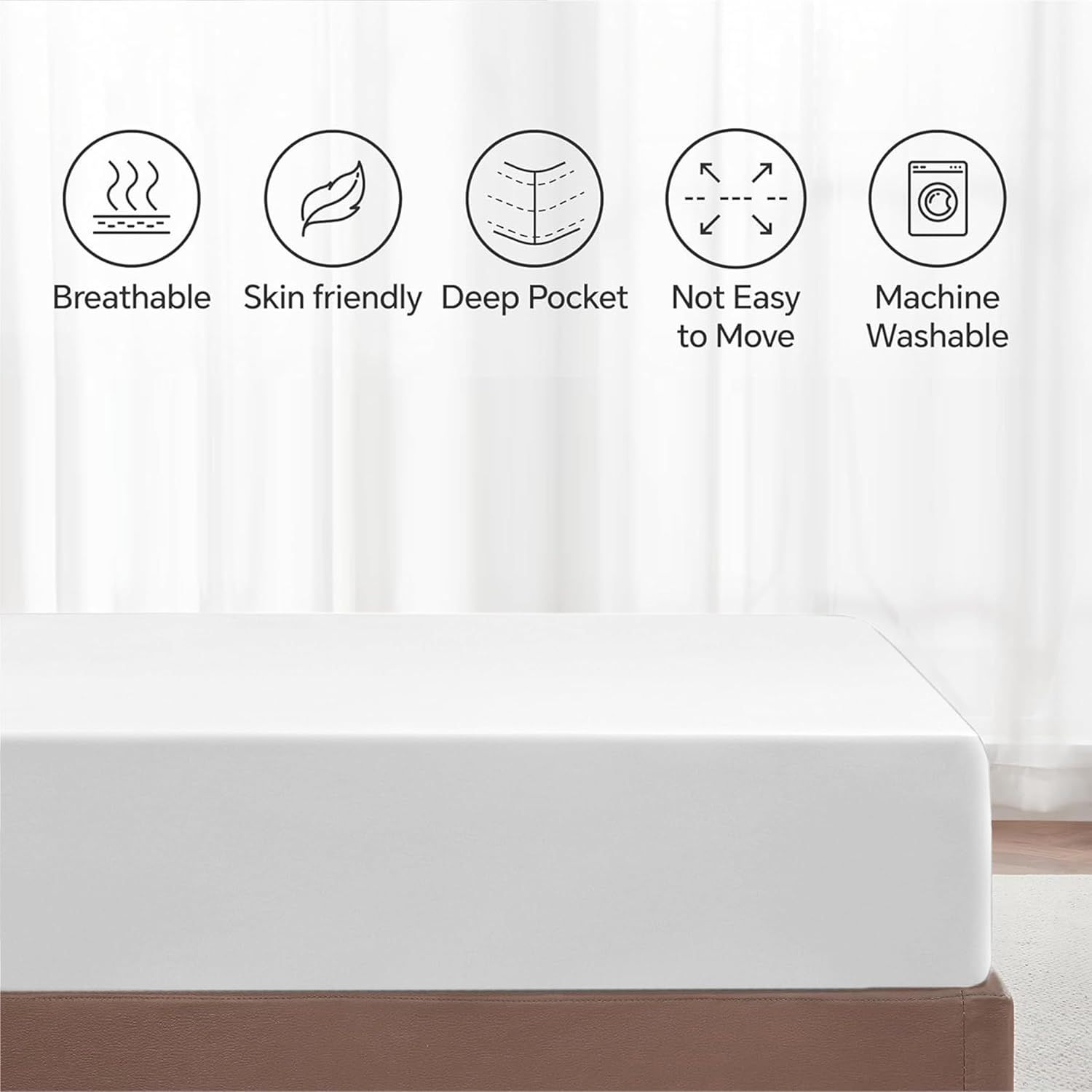 Hotel Quality Fitted Sheet - 1 Piece Fitted Sheet -Breathable Bedding - Wrinkle, Fade, Stain Resistant- 16inch/40cm Deep Pocket Fitted Bed Sheet-Wrinkle and — image 6