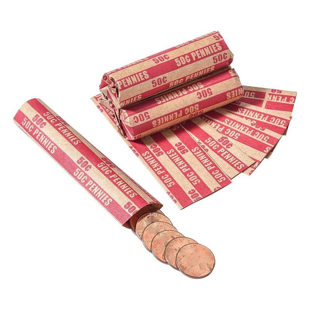 Coin Wrappers, Penny, Red, 100 Count