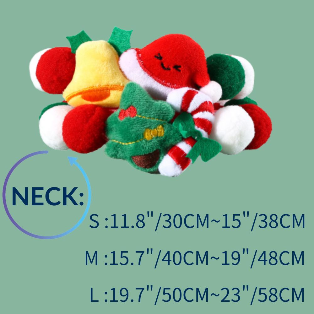 Christmas Pet Pom-Pom Adjustable Cotton Collar Set(2-Pack Size L) - Cat and Dog Holiday Costume, Cute Bell Hat and Tree Umbrella Designs — image 4