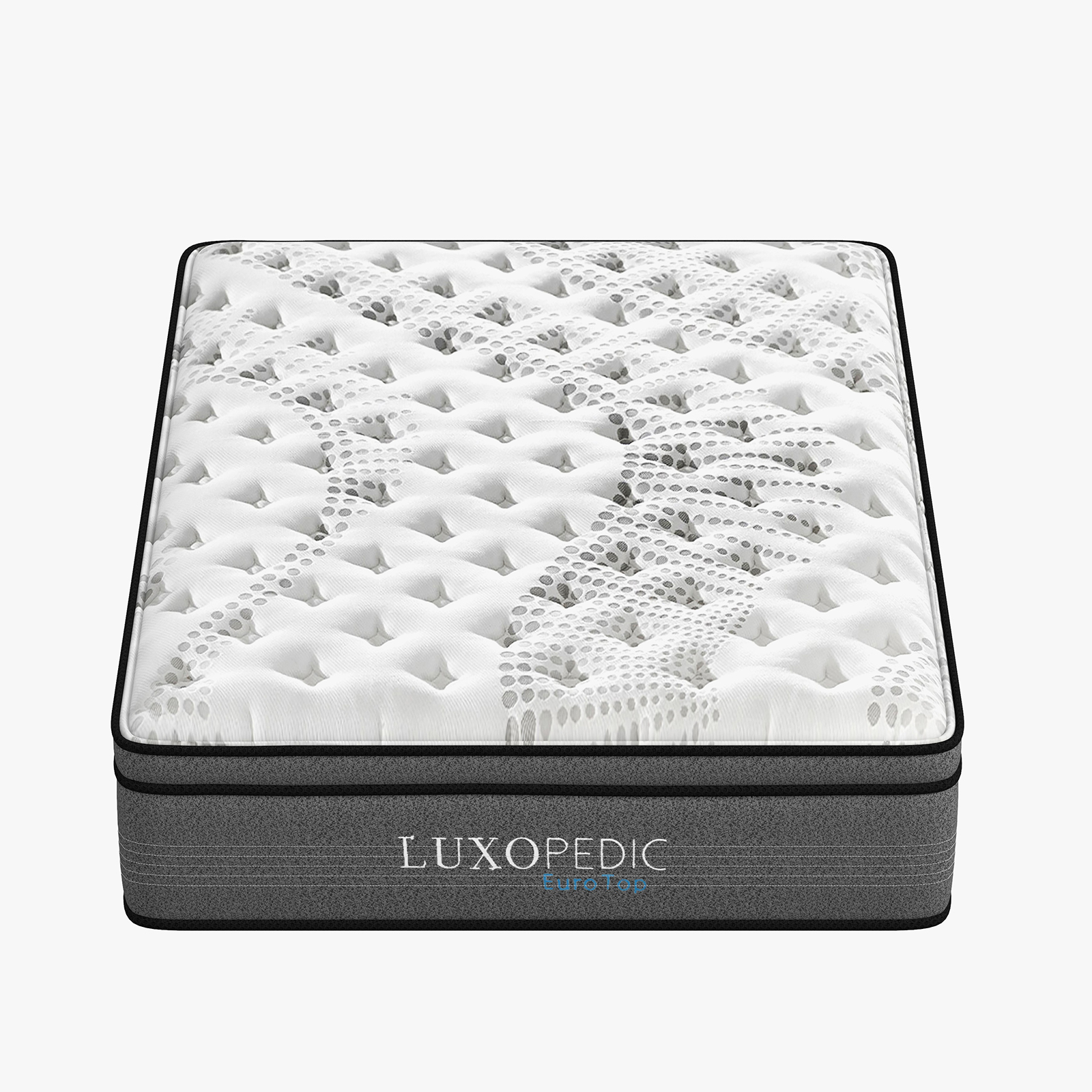 Luxopedic Pocket Spring Mattress 5 Zone 32CM Euro Top Memory Foam Medium Firm - Double - White Grey — image 6
