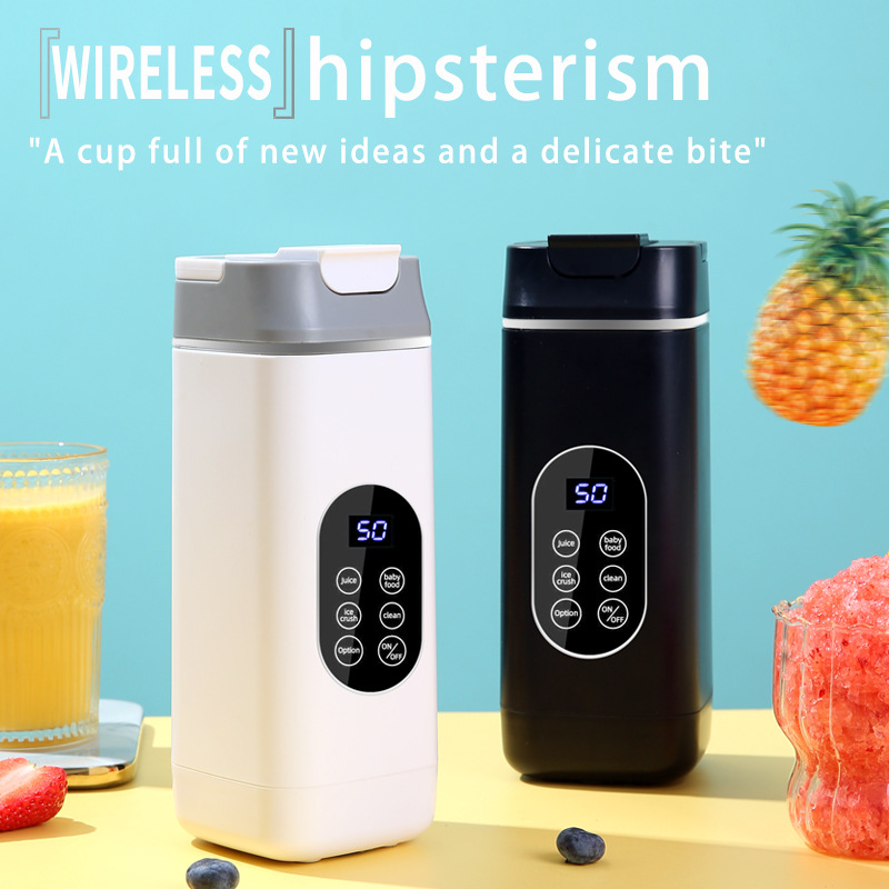 White Rechargeable Travel Blender Cup - 12 Blades, Digital Display, Self-Cleaning — image 3