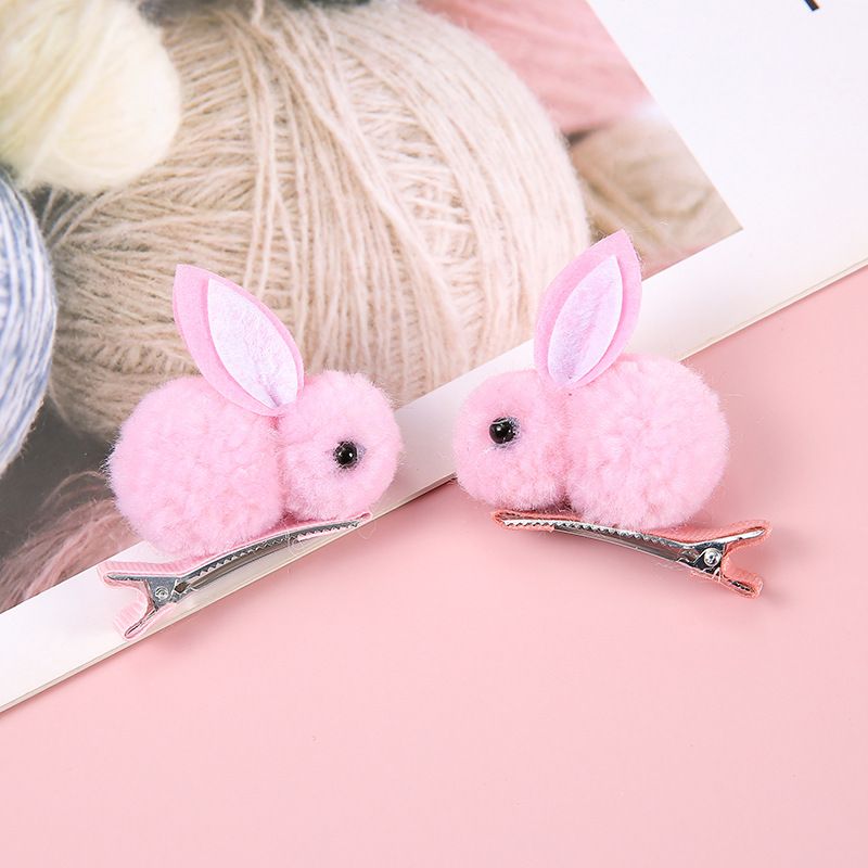 Cute cartoon rabbit hair clip three-dimensional soft plush rabbit hair clip suitable for fine hair to fix cute rabbit (5 pairs) — image 2