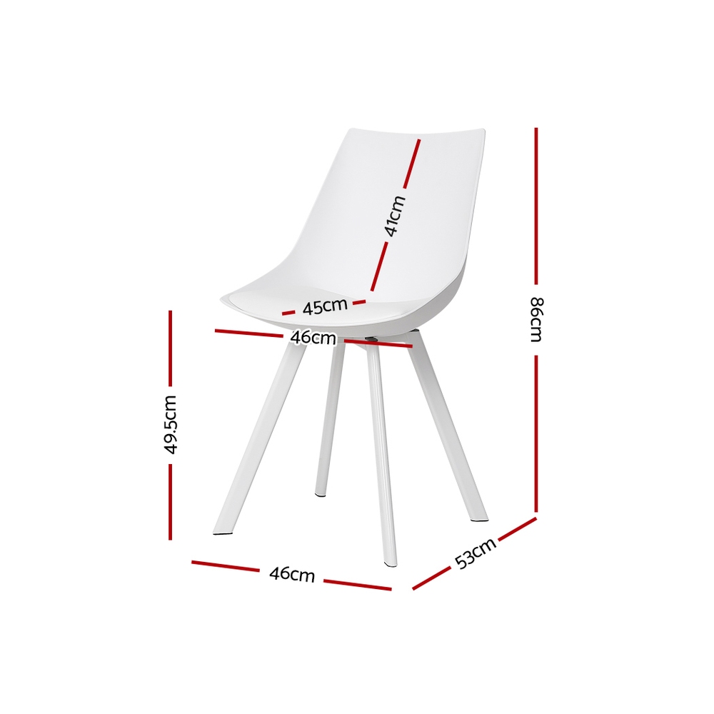Artiss Dining Chairs Set of 2 PU Leather Plastic Metal White โ image 2