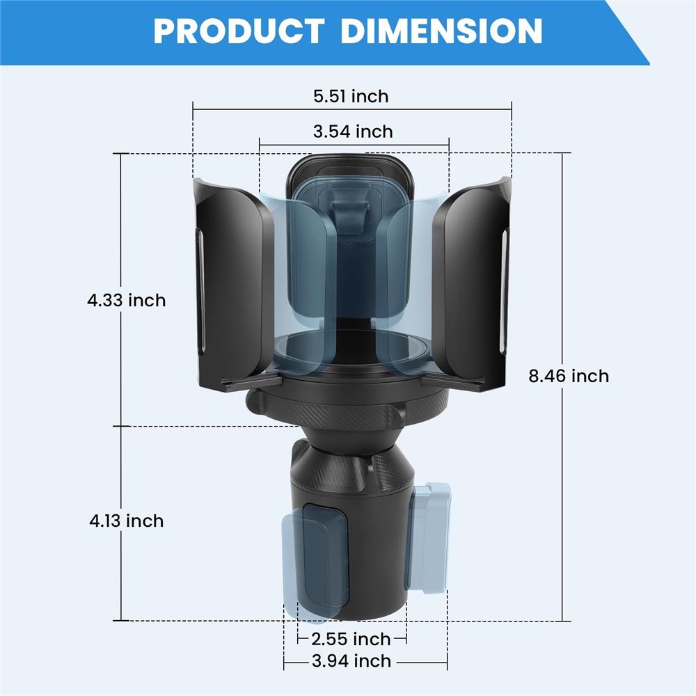 Upgraded 64oz Large Cup Holder Expander with Coaster for Car, Expandable Cup Holder Adapter with Adjustable Base, Universal Compatible with Yeti — image 2