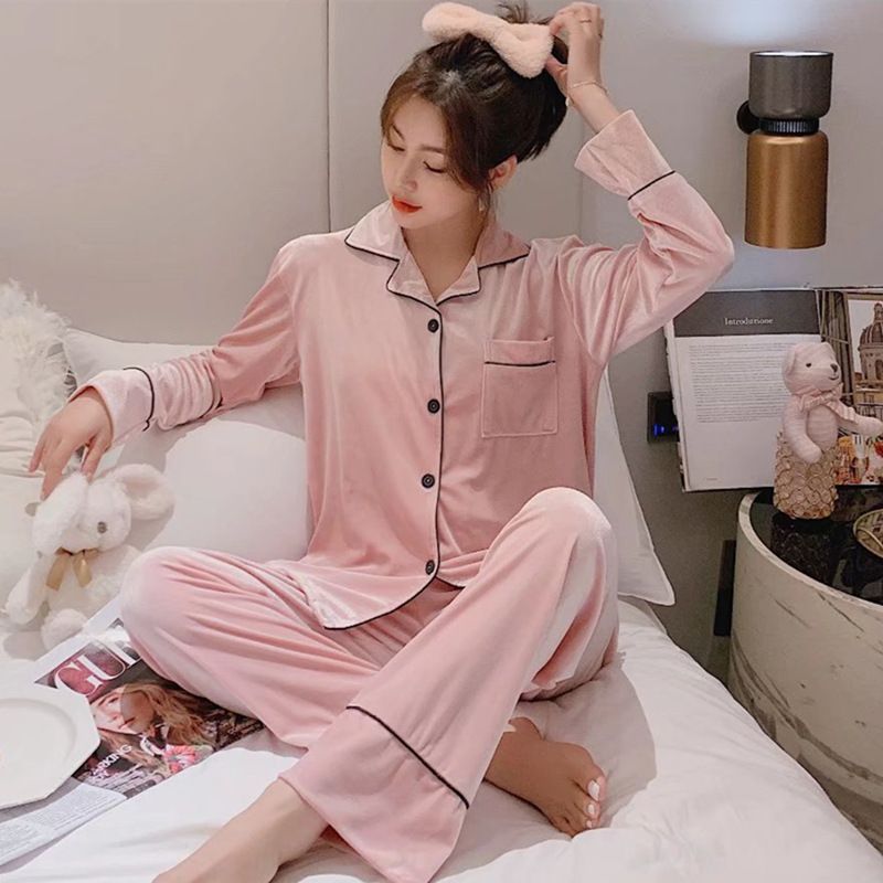 Women Winter Velvet Sleepwear Set Long Sleeve 096# Black Female 3xl โ image 5