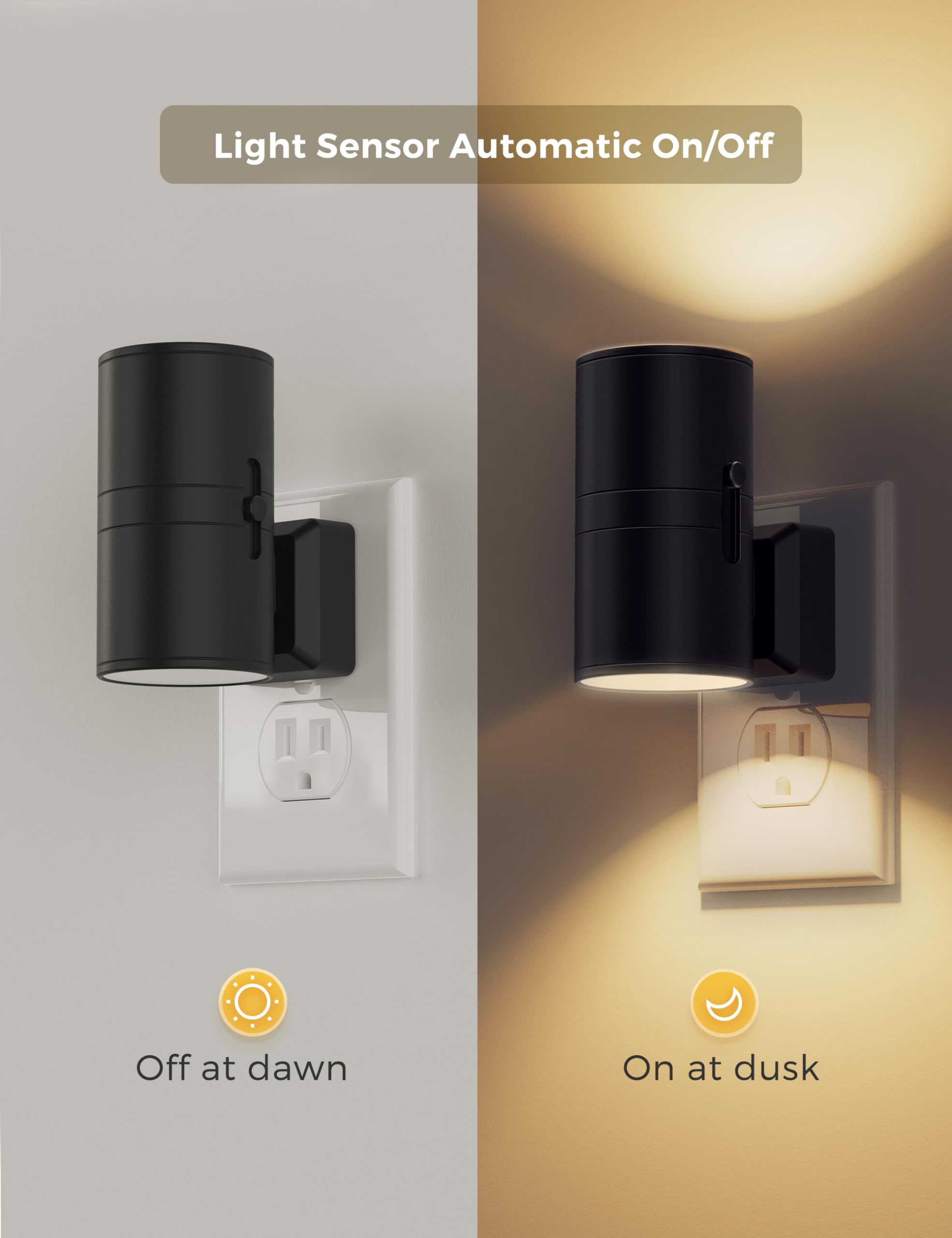 Night Lights Plug into Wall, Dimmable Night Light Plug in, Modern Night Lights with Dusk to Dawn Light Sensor, Soft White 3000K, Adjustable Brightness — image 2