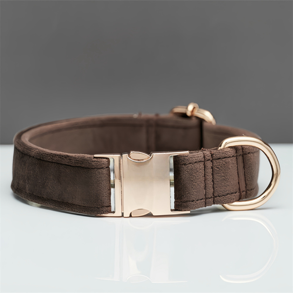 Dark Brown Durable Dog Collar with Metal Buckle - Adjustable Nylon Pet Collar for Small to Large Dogs Size M — image 2