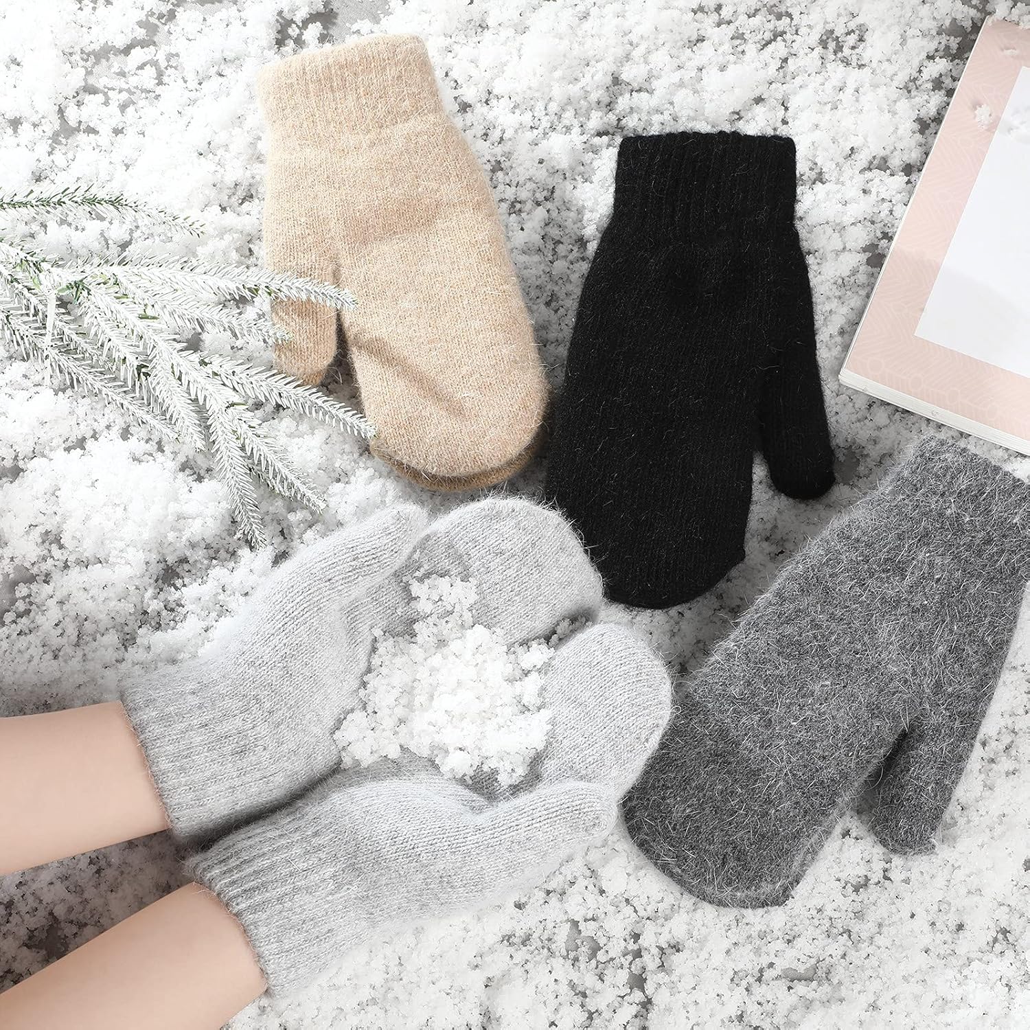 Women's Winter Mittens - Knitted Gloves, Warm Fleece & Double Wool — image 2