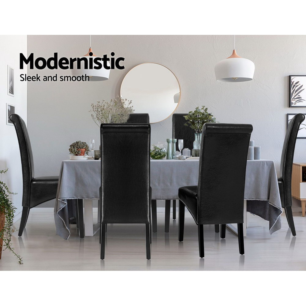 Artiss Dining Chairs Set of 2 Leather Parsons Chair Black — image 4