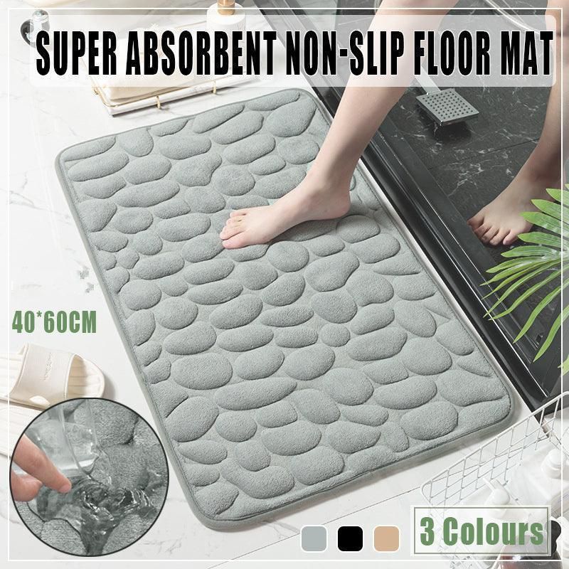 40 × 60cm Non-Slip Memory Foam Bath Mat Super Absorbent Floor Rug for Bathroom Use - Black — image 2