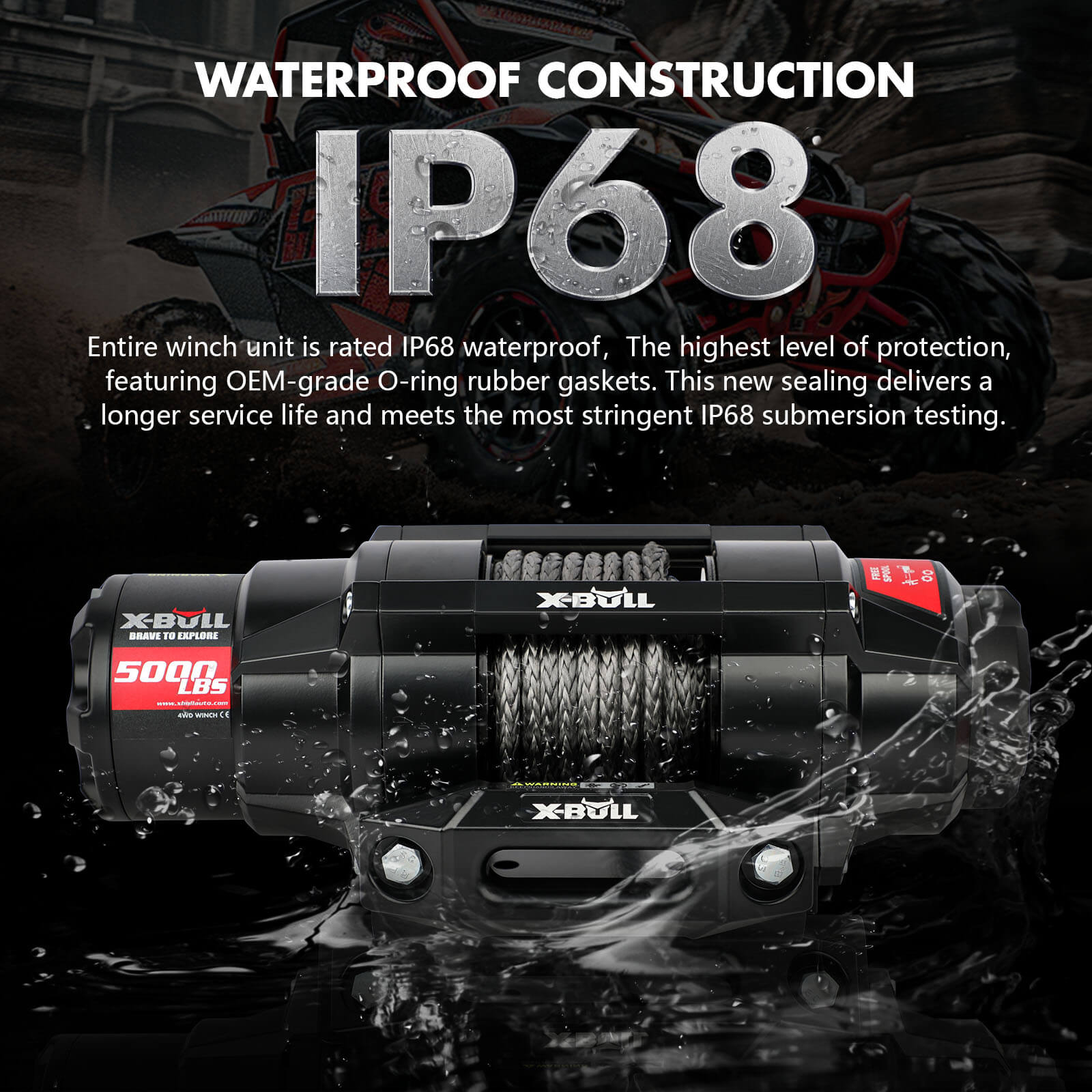 X-BULL 5000LBS Electric Winch 12V Synthetic Rope ATV UTV Boat Upgraded version โ image 5