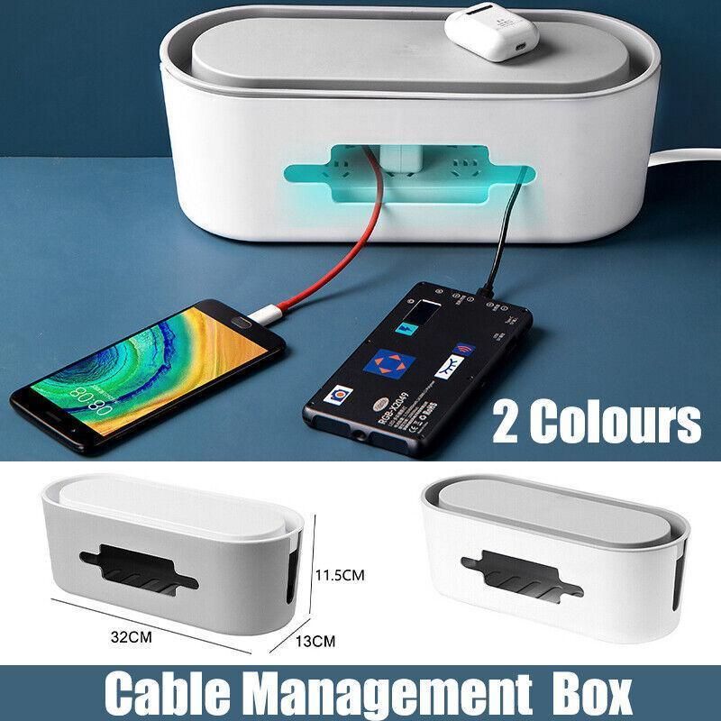 Cable Power Management Storage Box Socket Wire Tidy Organiser Hide Case - White โ image 2