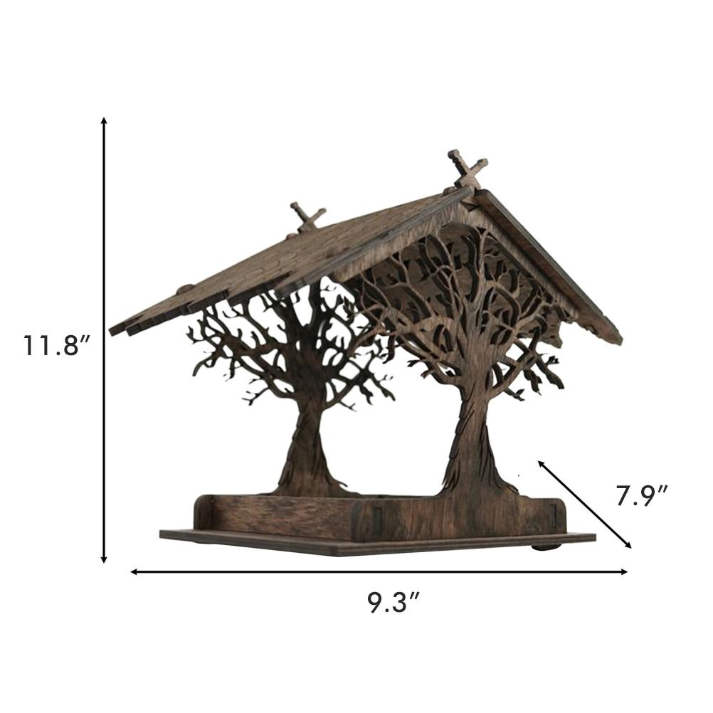 Wooden Bird Feeder Hanging Seed Container Tray for Wild Birds Home Garden Yard Tree Decoration — image 2