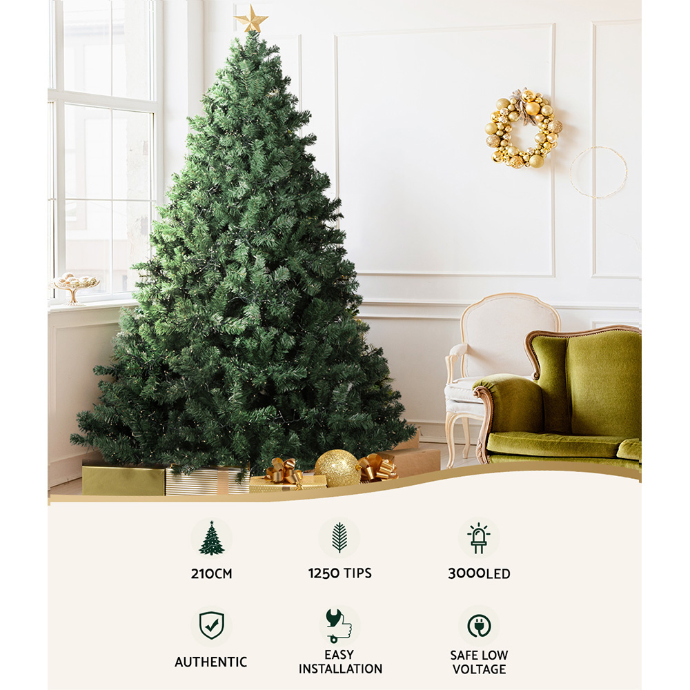 Jingle Jollys Christmas Tree 2.1M Xmas Tree Decorations 3000 LEDs 8 Light Mode — image 3