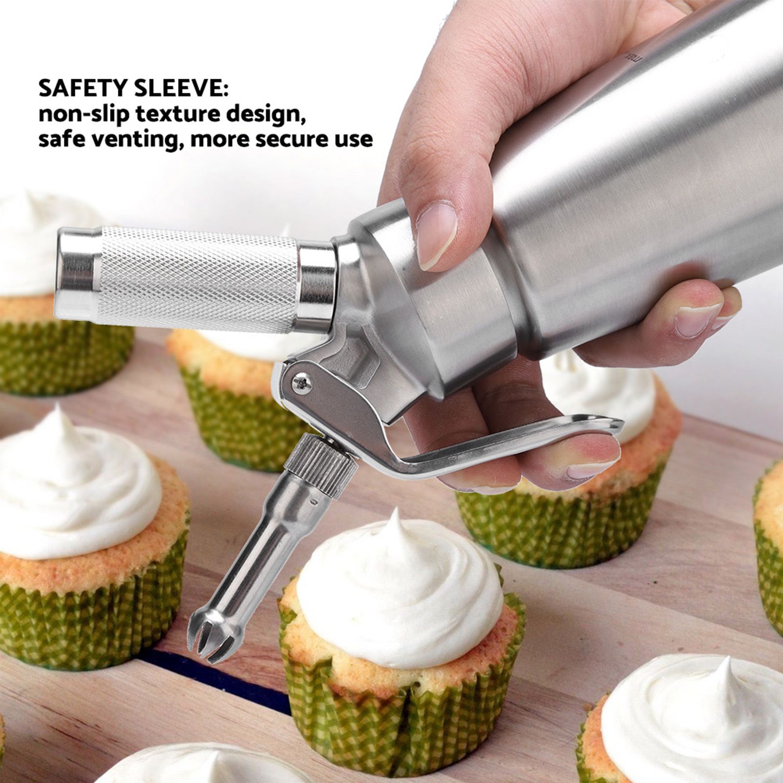Stainless Steel Whipped Cream Dispenser Bundle With Three Nozzles 1000ml โ image 6