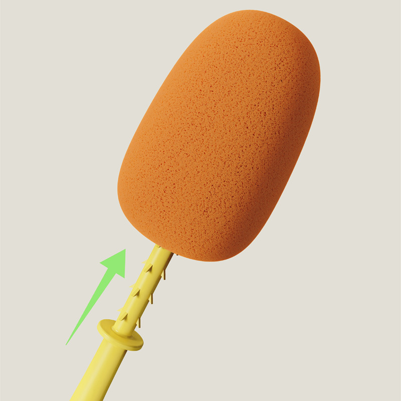 2 Pack 3-in-1 Bottle Cleaning Brushes with Sponge Head, Crevice Brush and Soft Rubber Scraper for Cups and Baby Bottles, Orange and Green — image 2