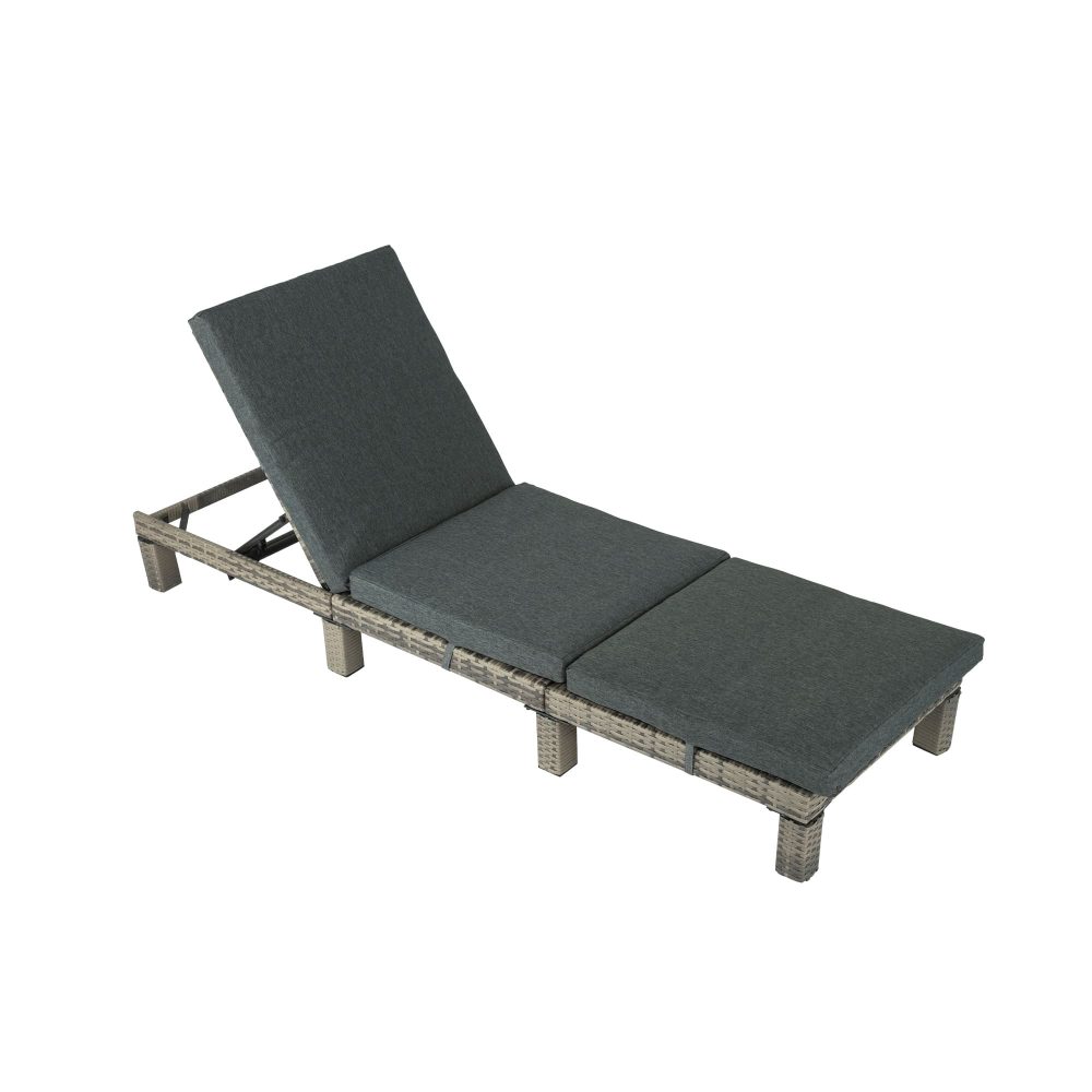 Grey Rattan Sunbed with Adjustable Recline โ image 3