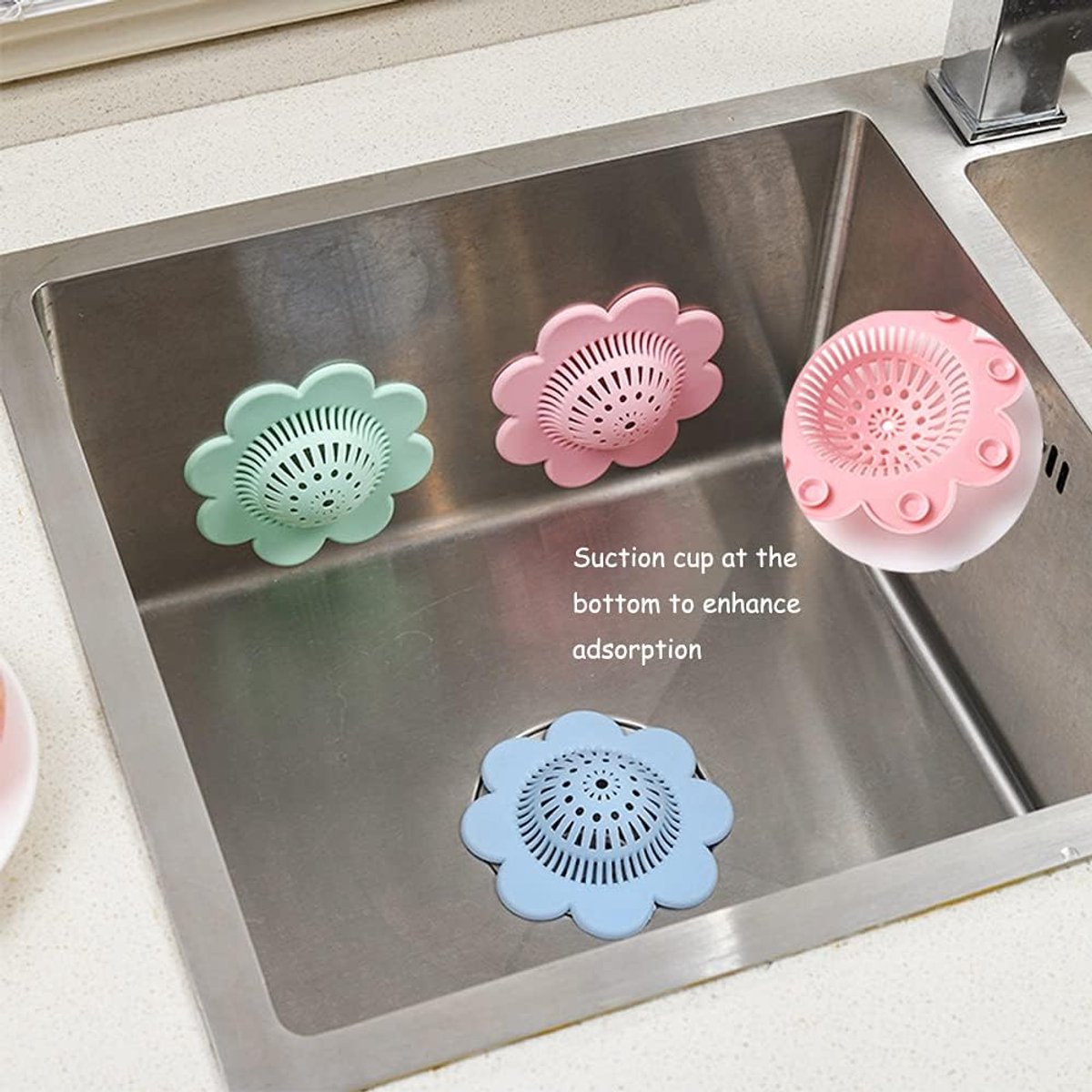 4 pieces - hair filter - drain cover - drain strainers - floor drain - drain hair catchers - shower drain covers - silicone hair stoppers - bathtub drain — image 2