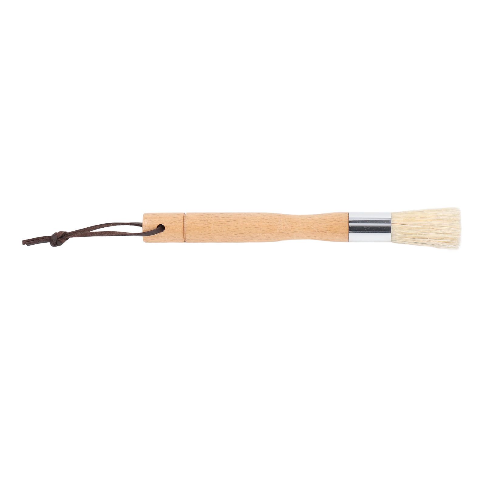 Coffee Grinder Cleaning Brush with Beech Handle Pig Hair Powder Cleaning Brush with Strap for Cafe — image 2