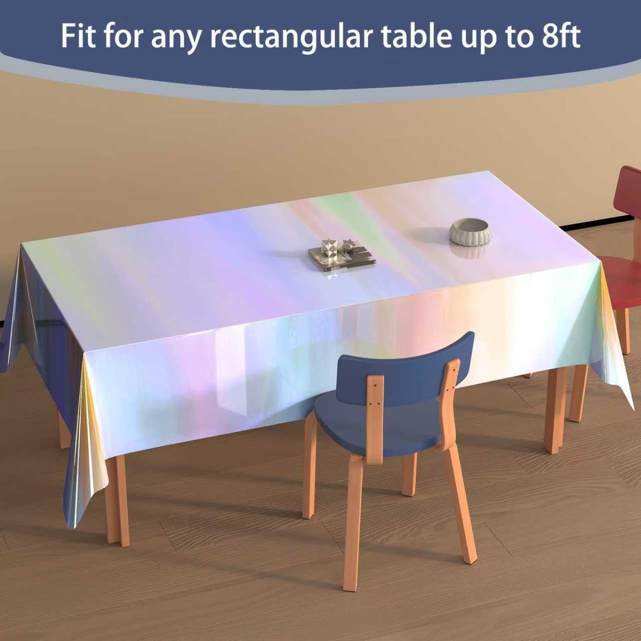 4 Pack Iridescent Plastic Tablecloths Disposable Table Cover Sparkly Foil Table Cloth for Rectangle Tables Party Decorations Birthday Princess Bridal Wedding — image 4