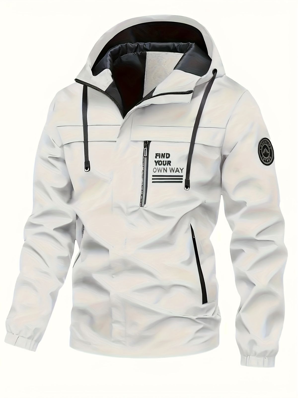 Men'S Hooded Windbreaker Lightweight Windbreaker Casual Jacket With Pockets - Dark Gray - Size L(AU L/EU50) — image 2