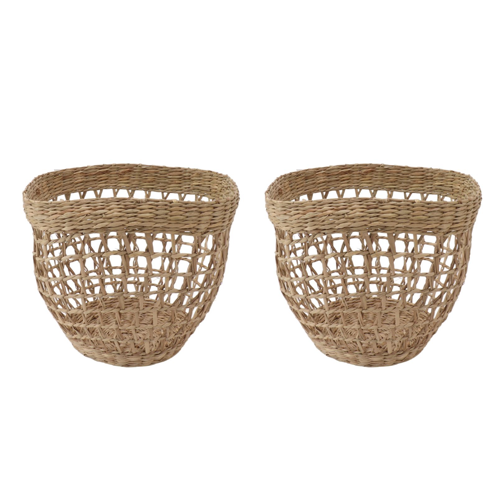 2PCS Woven Basket Handwoven Sea Grass Storage Basket for Flower Plant Farmhouse Home Decor — image 6