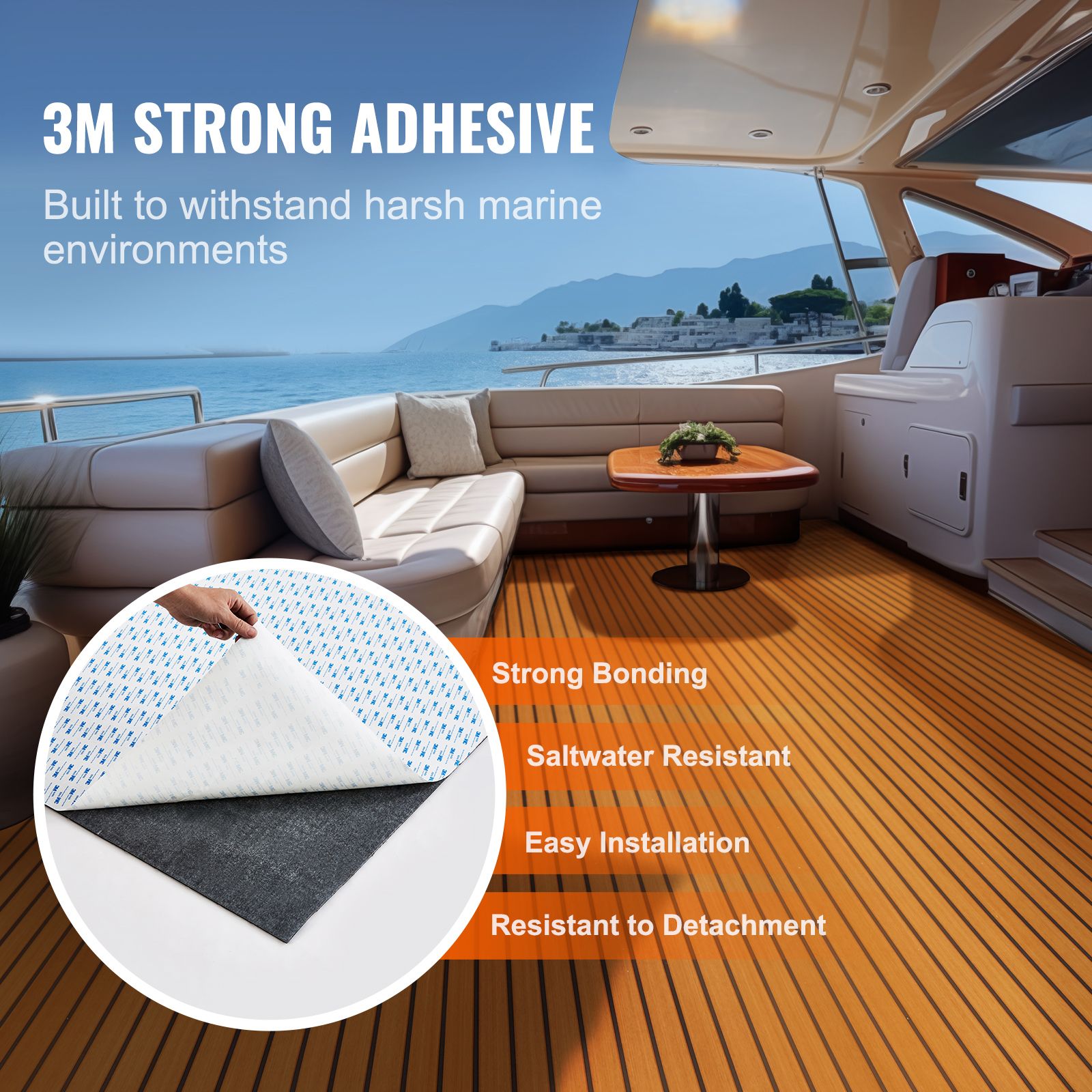 Boat Flooring, EVA Foam Boat Decking 94.5" x 35.4", Non-Slip Self-Adhesive Flooring, 23.2 sq.ft Marine Carpet for Boats, Yacht, Pontoon, Kayak Decking — image 3