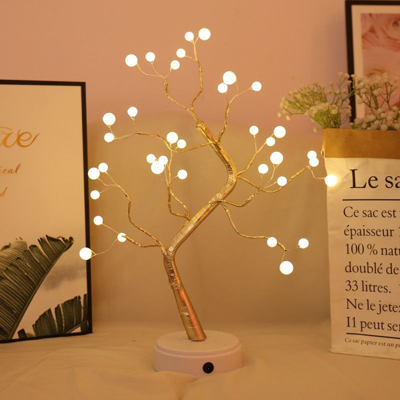 Pearl Night Light Tree, LED Decorative Lamp, Bedroom Decoration, Couple Bedroom, Entryway Decoration, Bedside Lamp, Christmas Decoration, Halloween Decoration