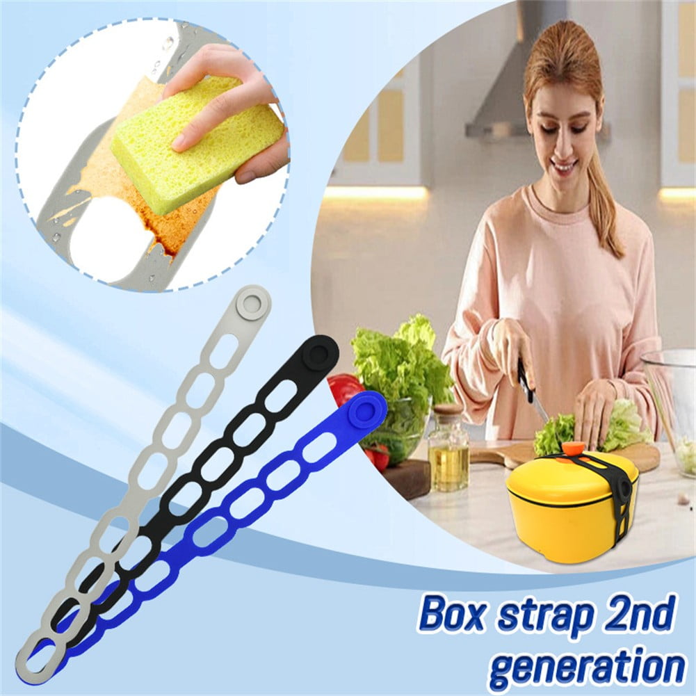 4 Pcs Silicone Latch Strap Tie for Slow Cooker Lid Lunch Box Bundling Organizing Black Gray โ image 6