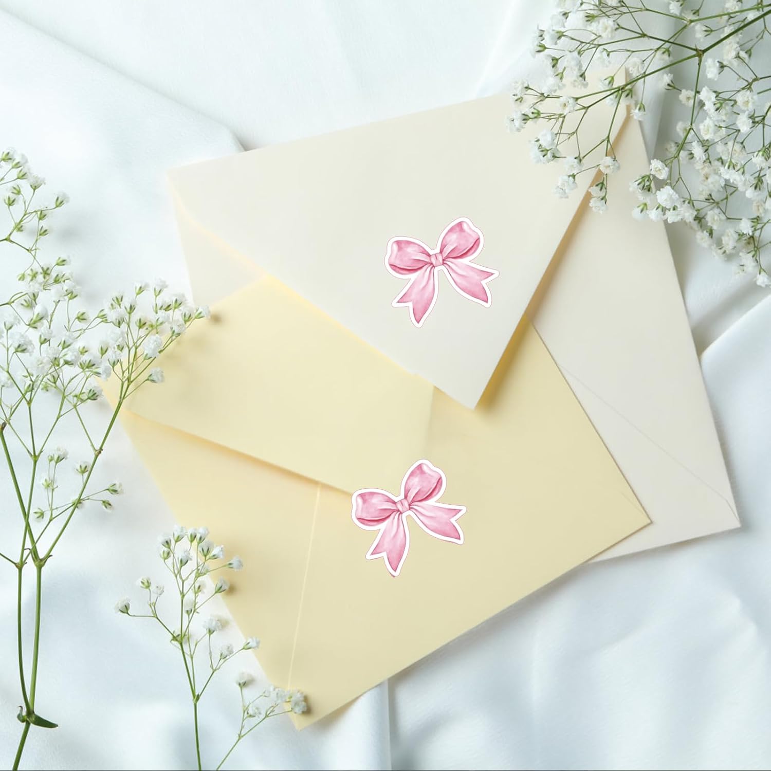 Pink Bow Stickers - Coquette Bows Stickers 480Pcs Valentines Day Bow Sticker Self Adhesive Cute Watercolor Bowknot Girly Sticker for Water Bottle Envelope Seal โ image 5