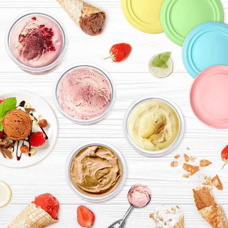 Creami Pints and Lids for Ninja,4 pack Creamy Icecream Containers Cups Jars Tubs Canisters Set,Smoothie Pot Compatible with NC299AMZ & NC300s Series Creamer — image 5