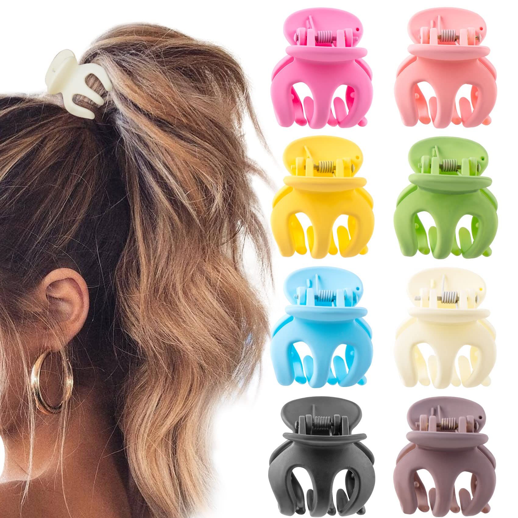 16pcs Small Hair Claw Clips for Women Girls High Ponytail Holder, Mini Claw Hair Clips for Thick Thin Hair, Colored Little Tiny