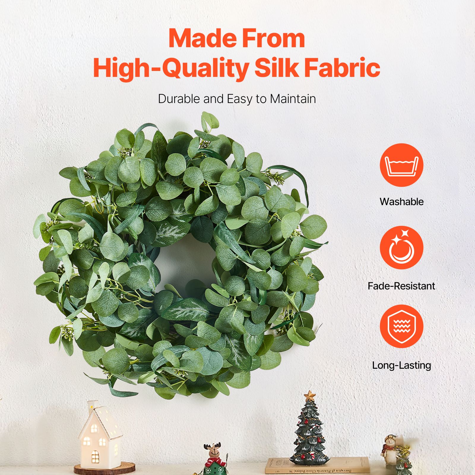 Artificial Decorative Wreath 66.04 cm Green Eucalyptus Leaves Year Round โ image 3