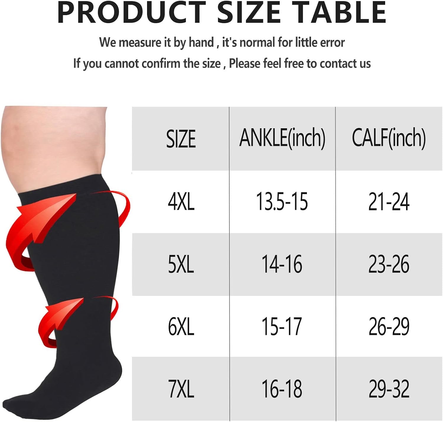 Compression Socks For Women Men,Plus Size Compression Socks Men Women,Wide Calf Compression Stocking.Extra Large Compression Socks — image 2
