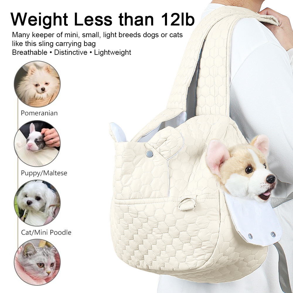 Grey Quilted Hands-Free Pet Carrier Sling - Comfortable Front Pack for Small Dogs & Cats โ image 5