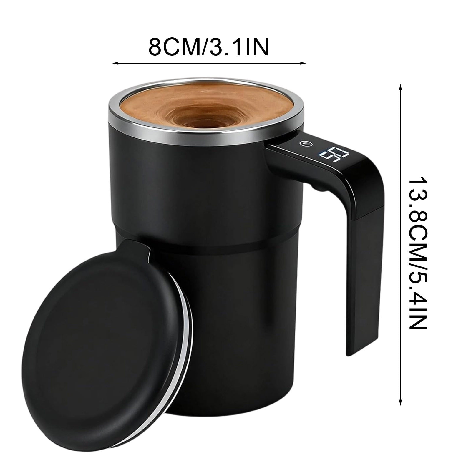 Self-Stirring Magnetic Coffee Mug with Temperature Display, Automatic Mixer for Coffee, Tea and Shakes, 304 Stainless Steel Liner, Black — image 2