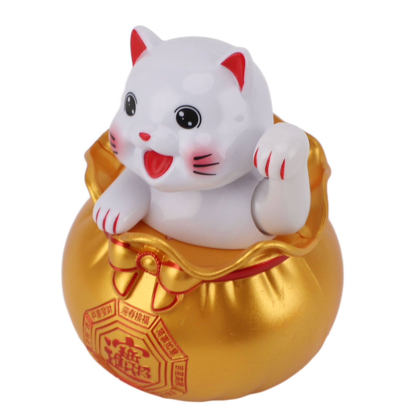 Solar Powered Lucky Cat Lucky Wealth Welcoming Cat Car Decor Desktop Cash Register Opening Decoration Big Eye Gold โ image 2