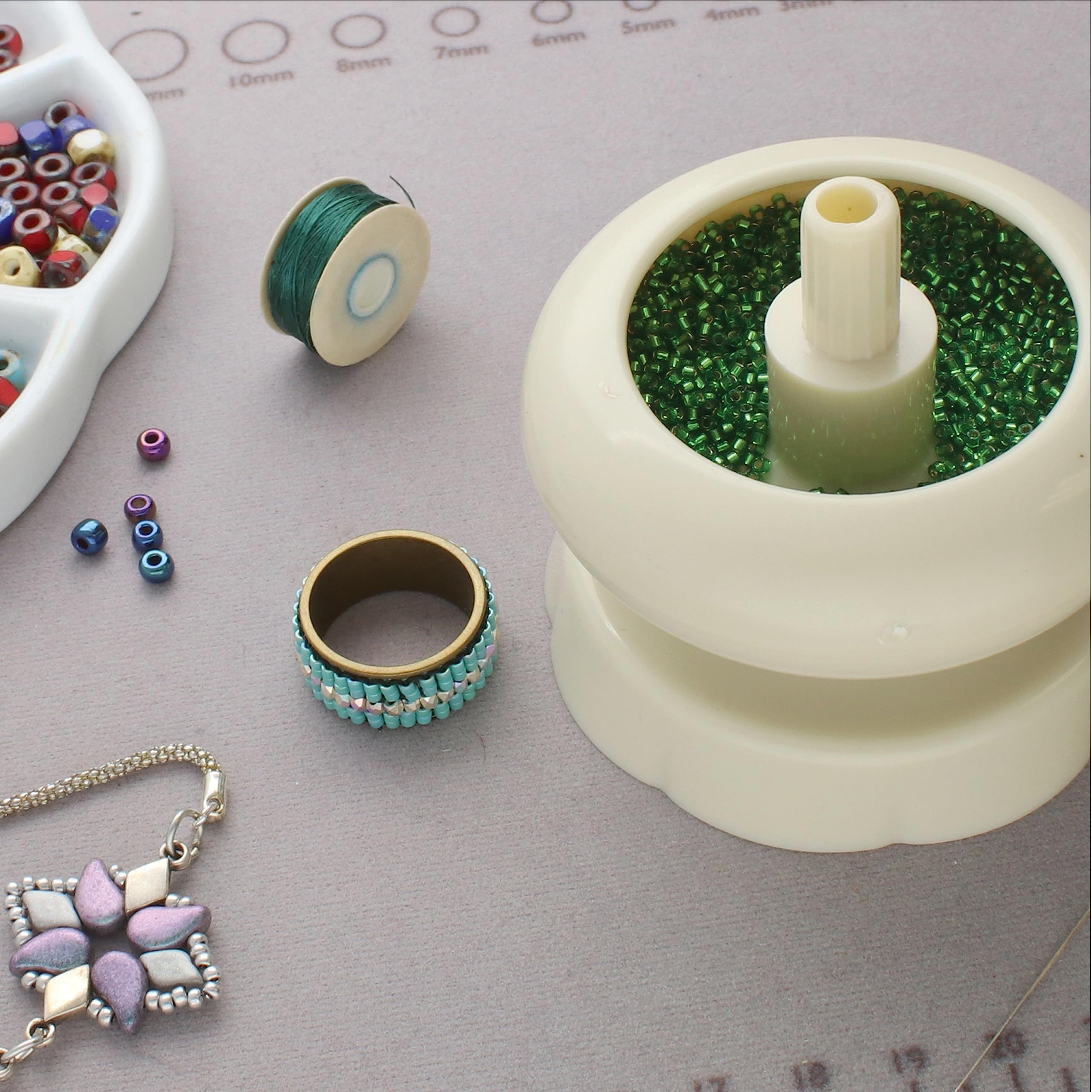 Bead Stringing Plastic Spinning Wheel Diameter – Quickly and Efficiently String Seed Beads for Jewelry, Fringe and DIY Arts — image 3