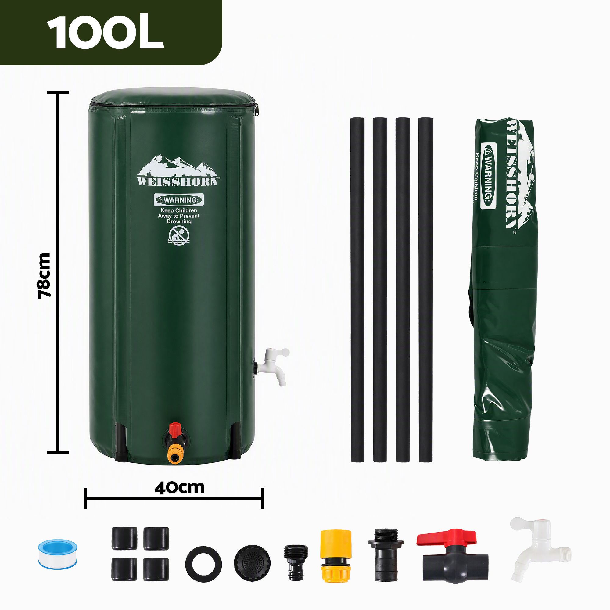 Weisshorn 100L/22Gal Collapsible Rain Barrel PVC Water Tank Collection Storage for Garden Irrigation — image 3